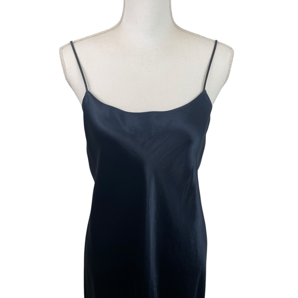 Vince | Navy Blue Satin Slip Midi Dress - Picture 4 of 11